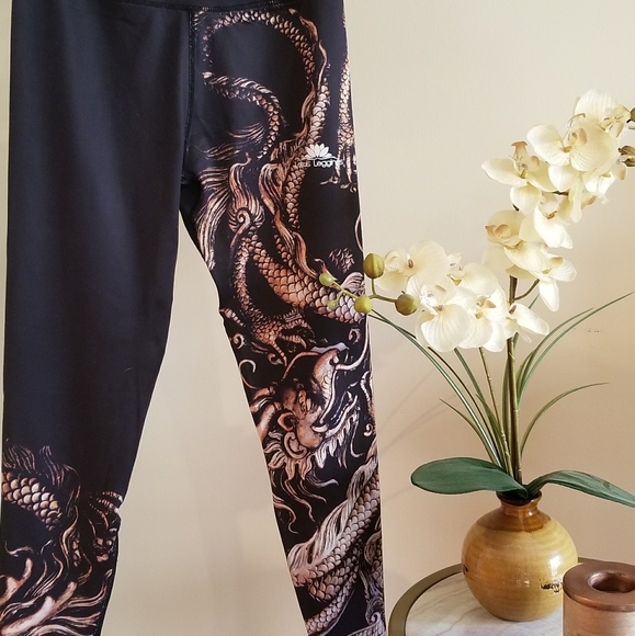 Lotus leggings dragon yoga leggings yoga pants - Picture 2 of 2